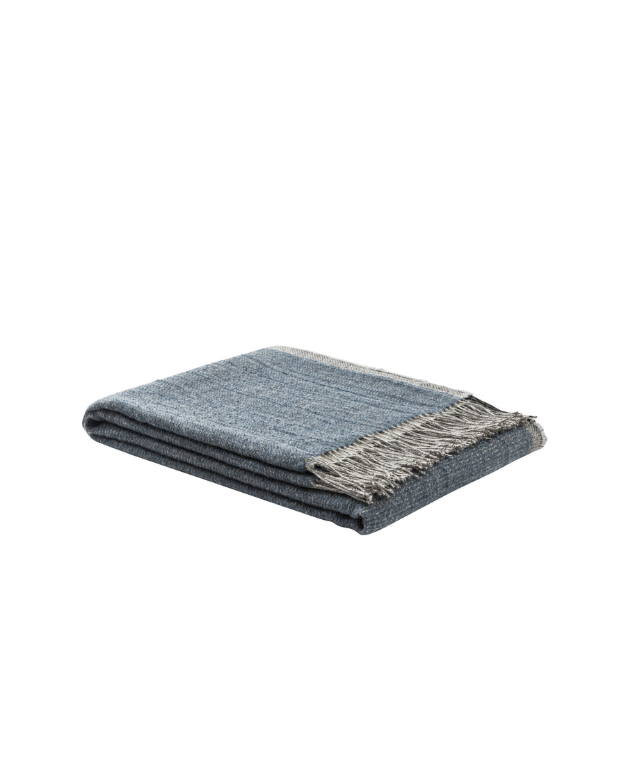 Dorsetto plaid in lino e lana merinos - 130x180 cm - 51"x70" in / Blu (4772024018076)