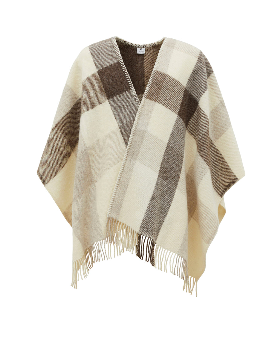 Iseo Check poncho in lana