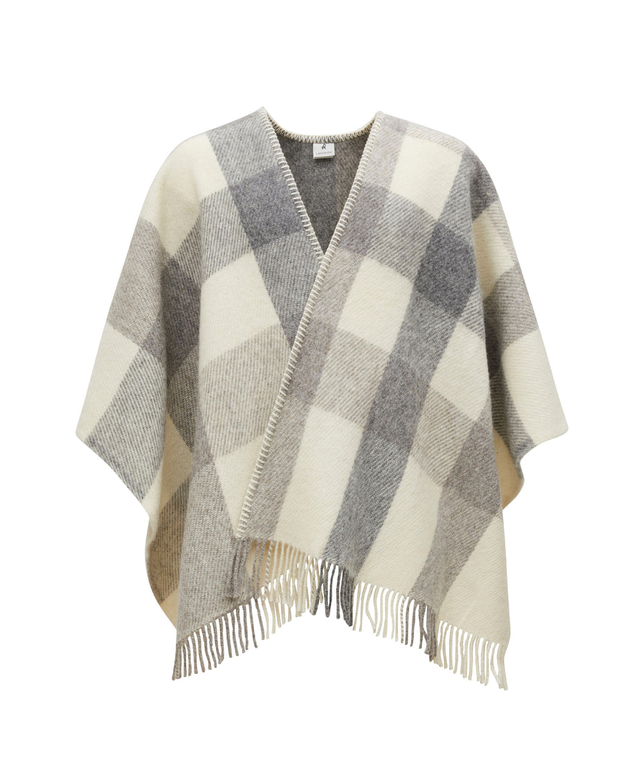 Iseo Check poncho in lana