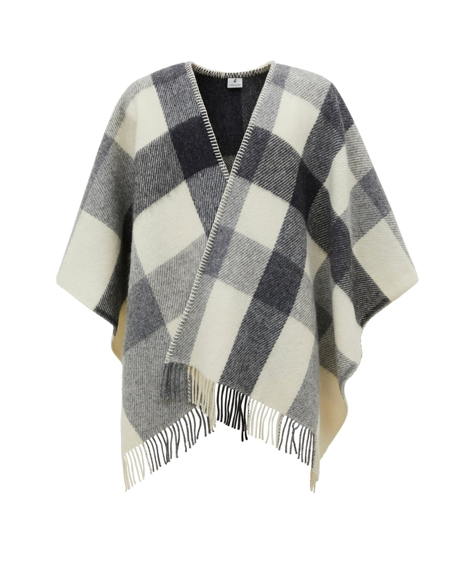 Iseo Check poncho in lana