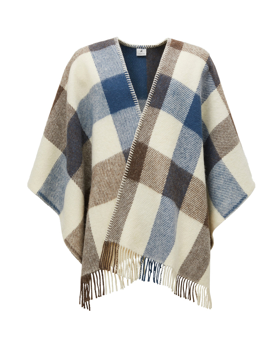 Iseo Check poncho in lana