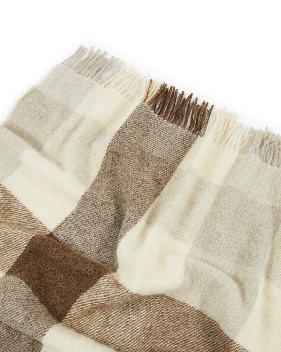 Adamello Check Fringed Blanket in Pure Wool