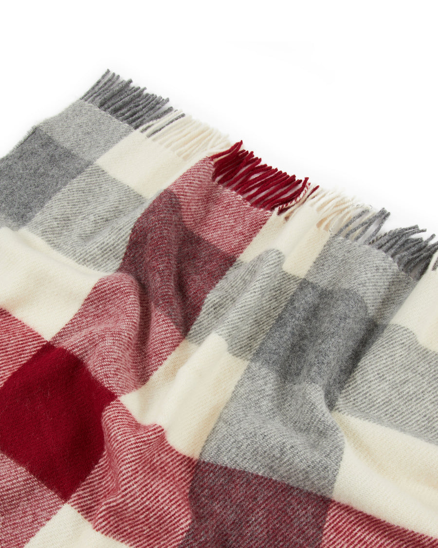 Adamello Check Fringed Blanket in Pure Wool