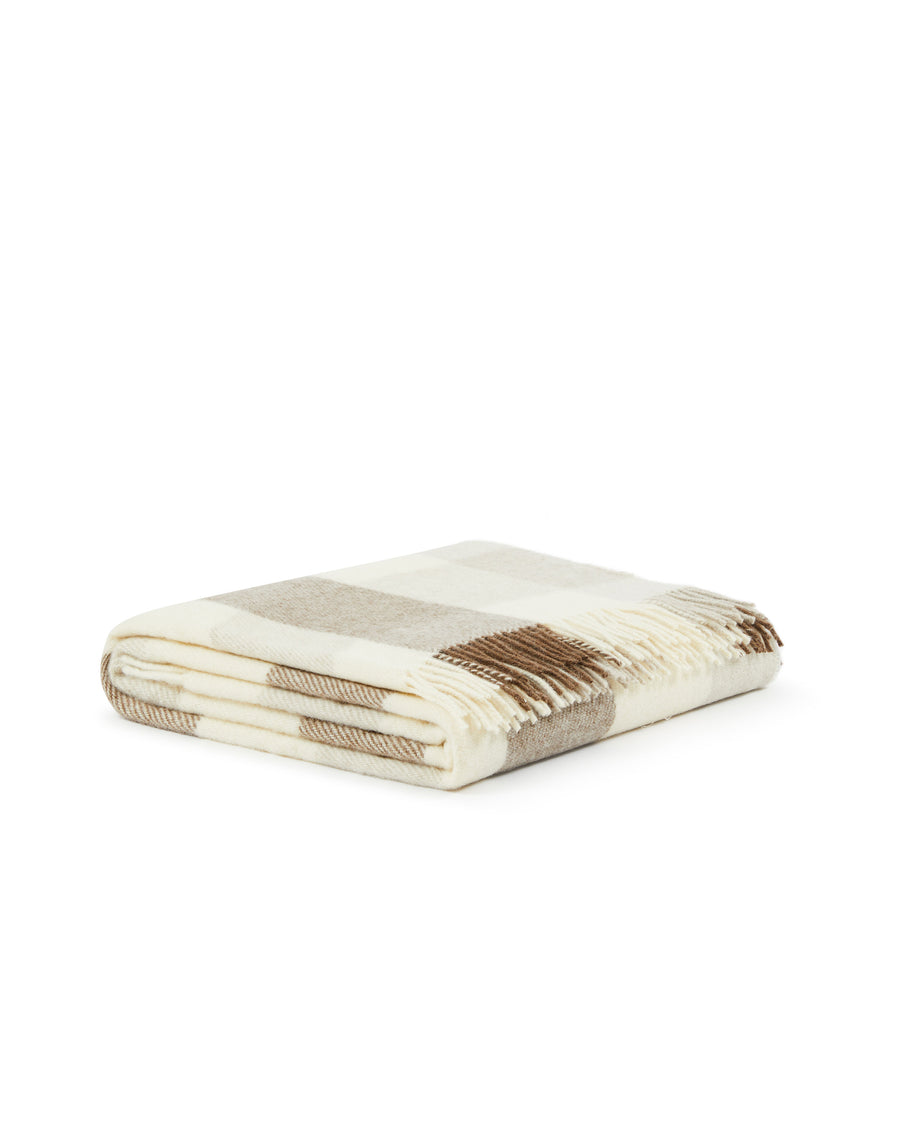 Adamello Check Fringed Blanket in Pure Wool