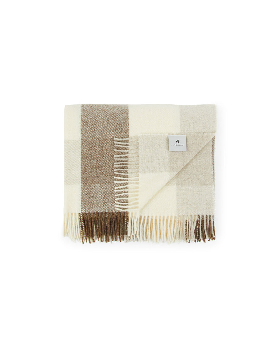 Adamello Check Fringed Blanket in Pure Wool