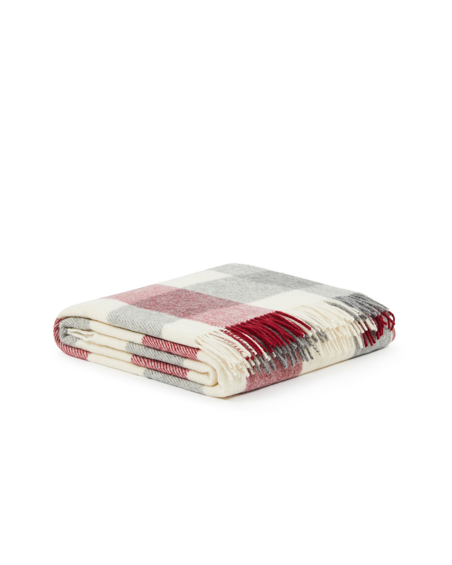 Adamello Check Fringed Blanket in Pure Wool