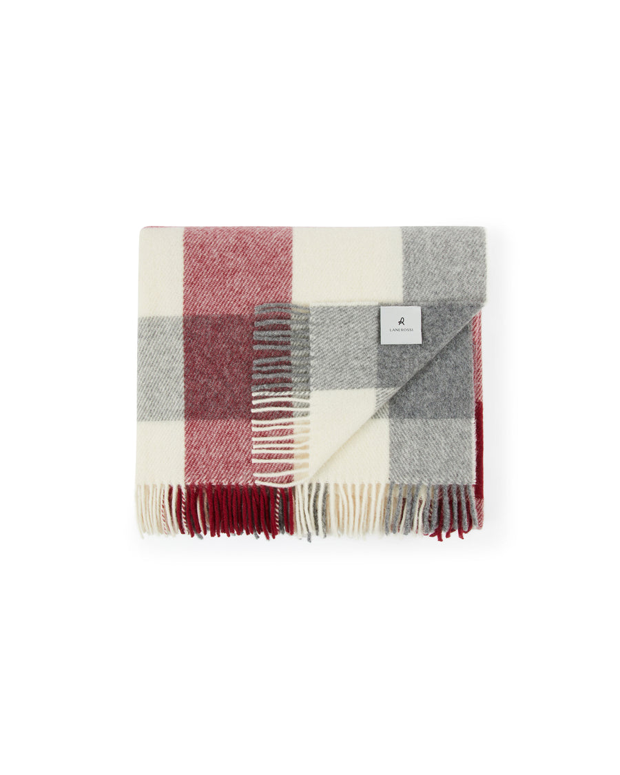 Adamello Check Fringed Blanket in Pure Wool