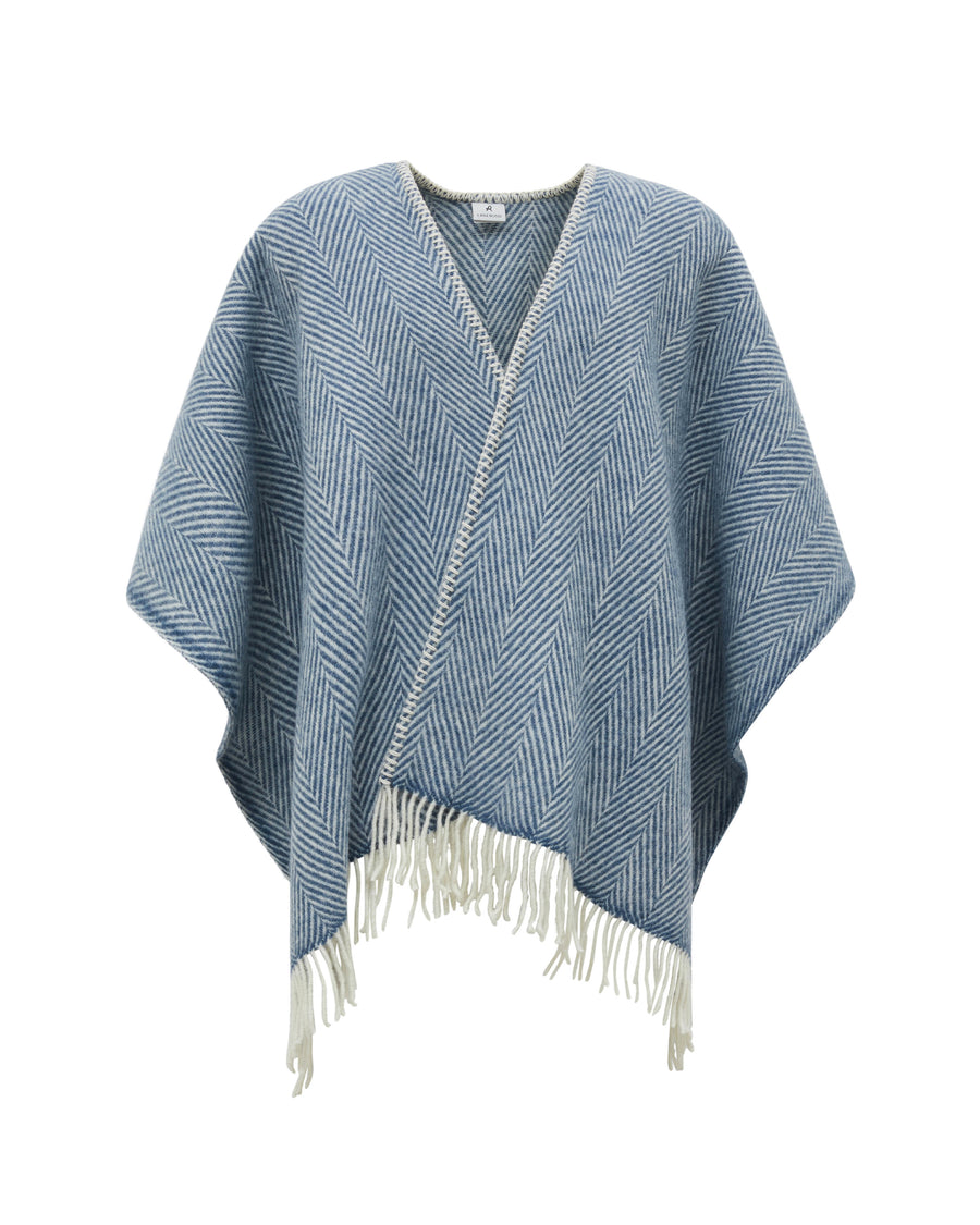 Iseo Spina poncho in pura lana