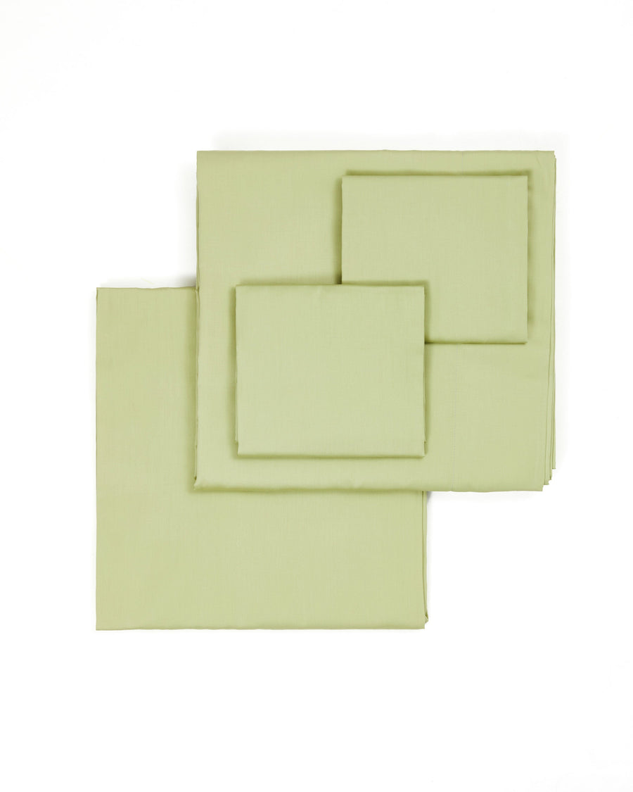 Este completo lenzuola in raso di cotone - Completo lenzuola matrimoniale / Verde (8052675920543)