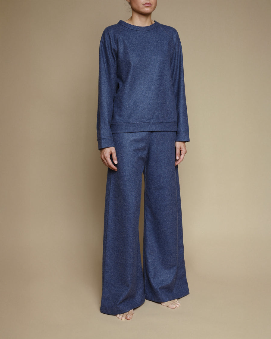 Felpa con manica raglan in pura lana