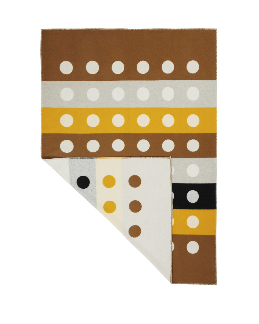 Triennale plaid in pura lana - 140x200 cm - 55"x78" in / Pois e righe arancio (4772024024893)